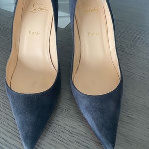 Dark gray suede Louboutin heels